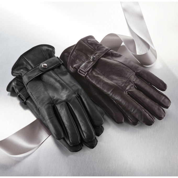 Men's Leather Driving Glove, Brown, large