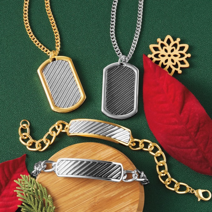 Men's Dog Tag & Bracelet Set , , large