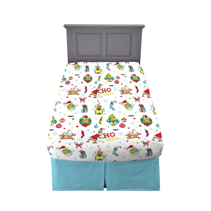 No Boxes & Bags Grinch Flannel Sheet Set, Multi, large