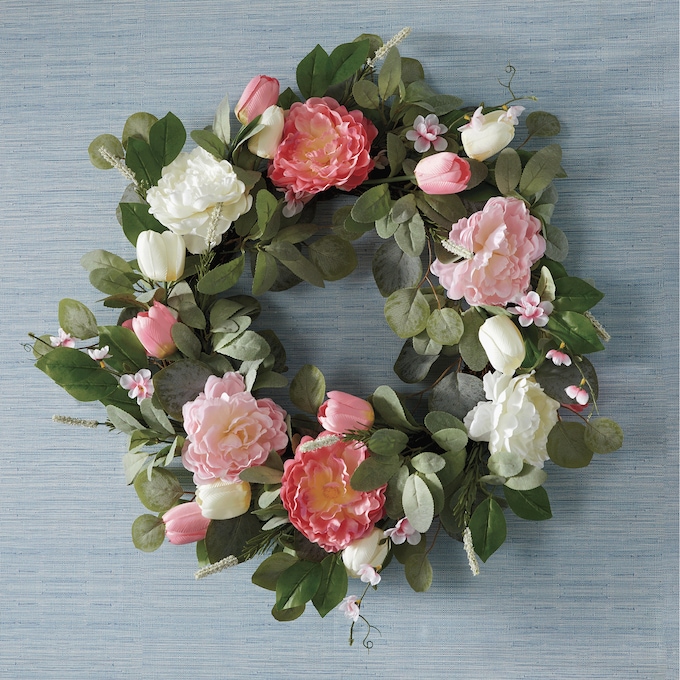 Peony and Tulip Wreath, , large