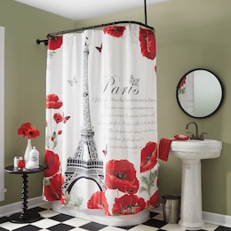 Paris Poppies Shower Curtain, , large