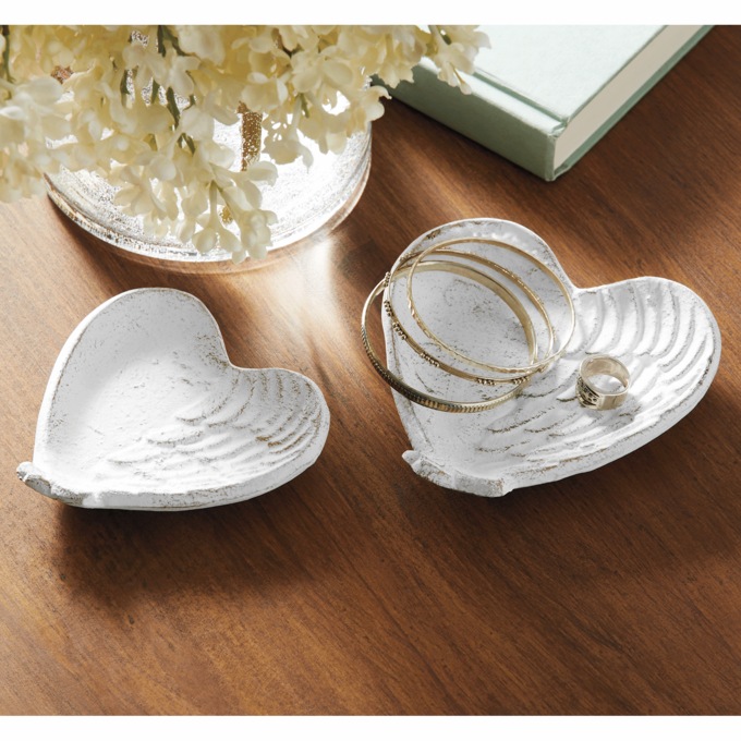 Set of 2 Angel Wing Heart Trays, , large