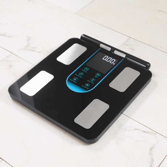 Smart Body Composition Scale with Body Fat Analysis and Bluetooth App Tracking, Black, large