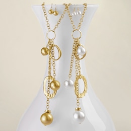 Charms and Chains Pendant Necklace &amp; Earring Set, , large