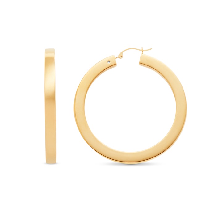 14K Gold Nano Diamond Resin Large Hoops, , large