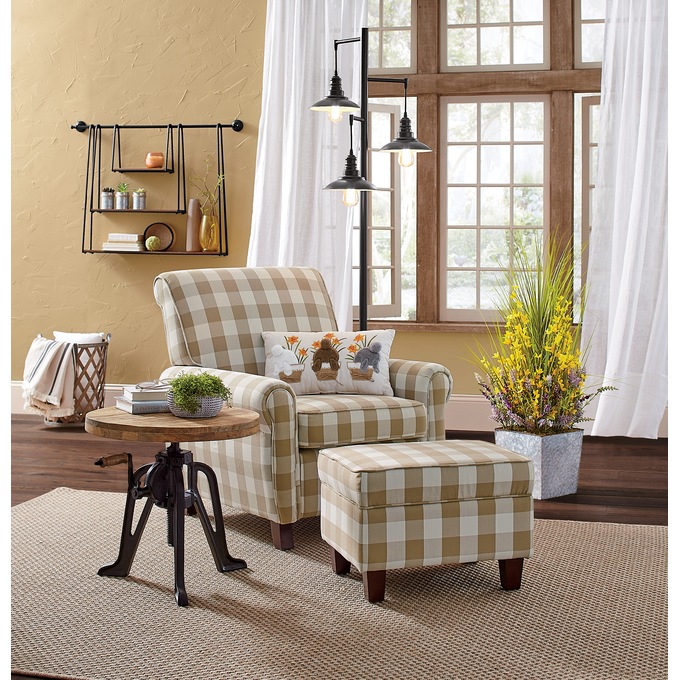 Buffalo Check Armchair and Ottoman
