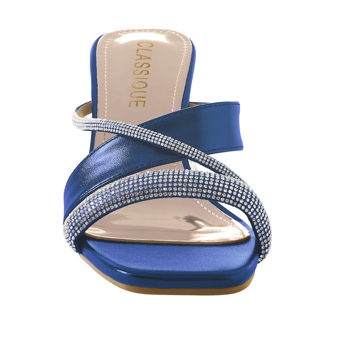 Classique Glitter Rope Slide Sandal with Mini Rhinestones and Chunky 2.5" Heel, , large