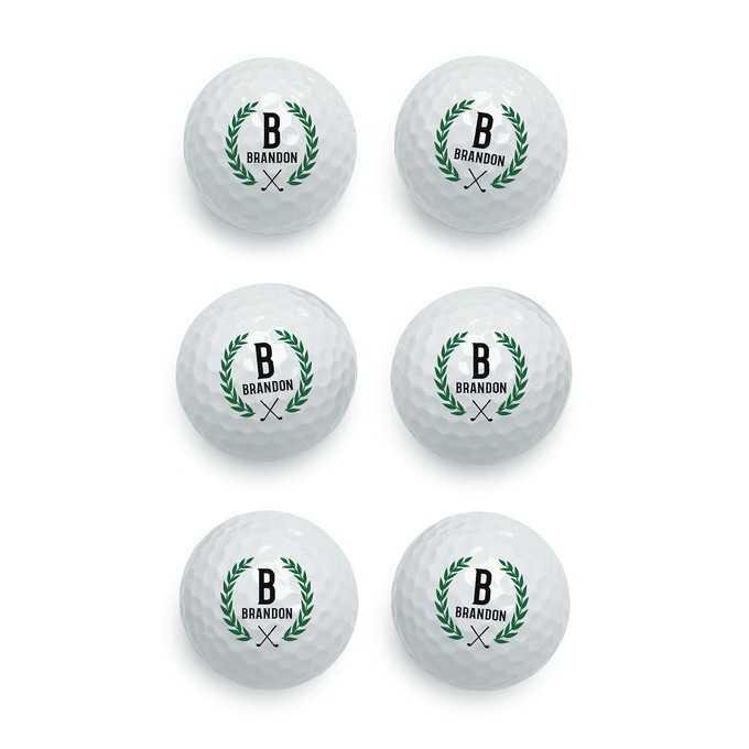 Set of 6 Personalized Laurel-Wreath Golf Balls, , large