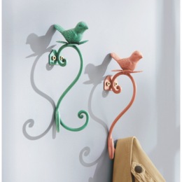 Set of 2 Scrolled Bird Wall Hooks, , large