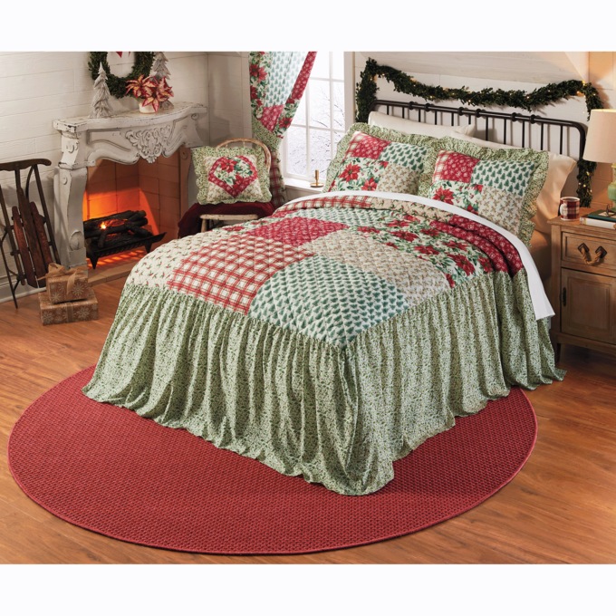 Holiday Skirted Bedspread Set, , large