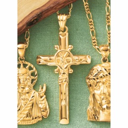 Men&#39;s Crucifix/Ship Wheel Pendant, , large