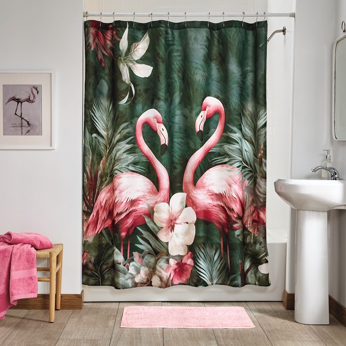 Flamingo Shower Curtain, , large