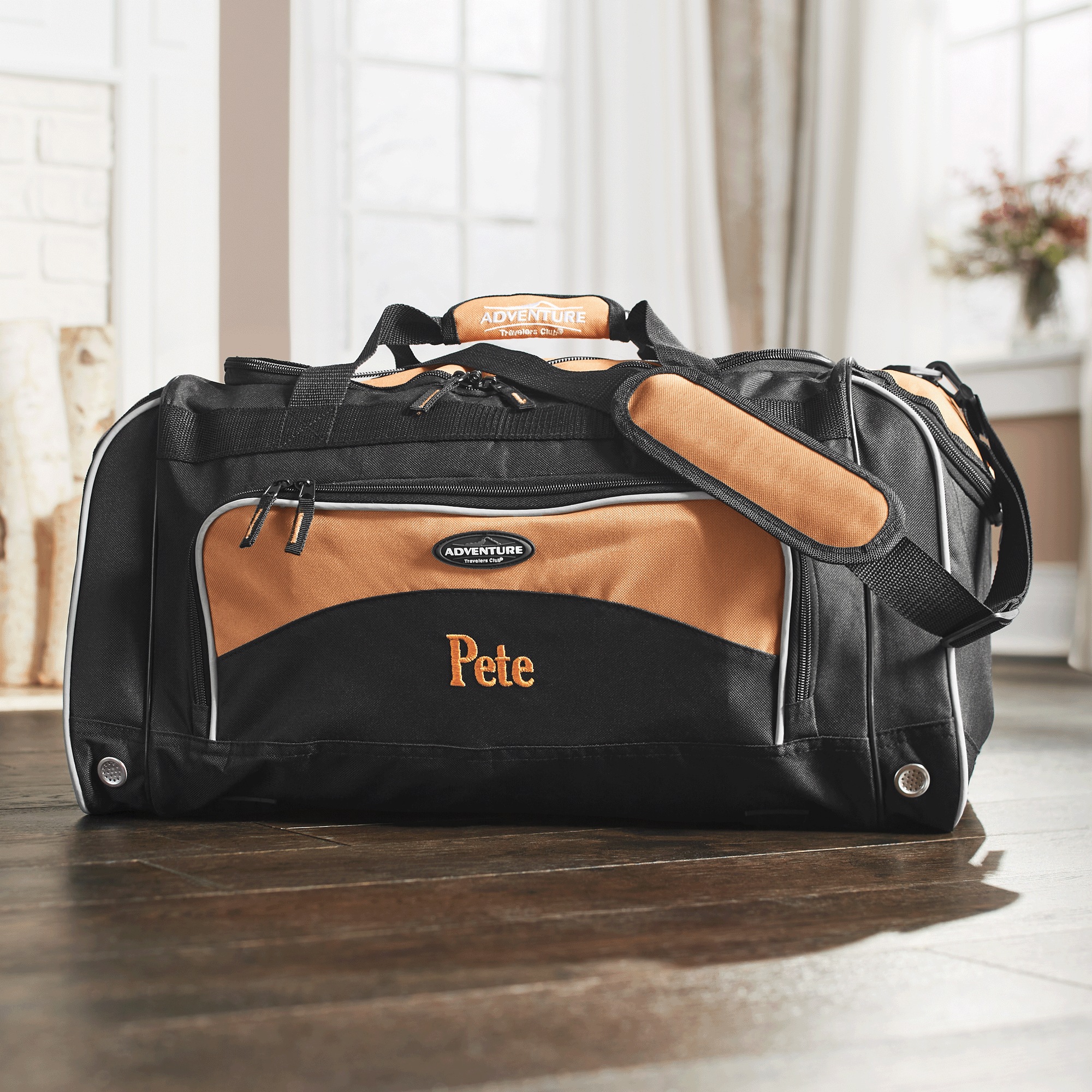 Personalized Duffel Bag with Shoe Pocket and Lockable Zips, Copper, large
