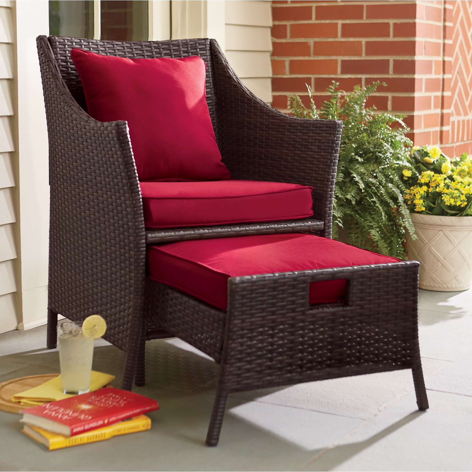 Wicker chair and ottoman sales