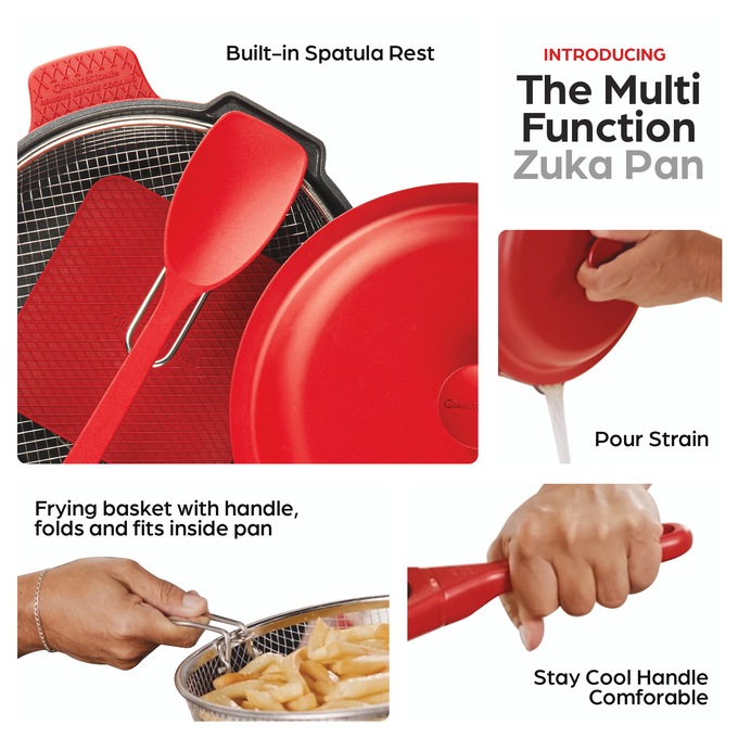 Granitestone 10" Zuka Pan, Red, large