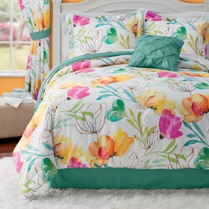 Watercolor Floral Comforter Set, , large