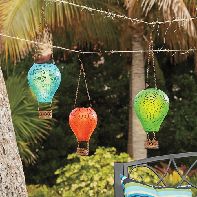 Set of 3 Solar Hot Air Balloon Lanterns, , large