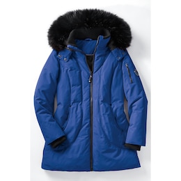 Snowfall Parka Puffer Coat with Detachable Hood and Faux-Fur Trim, , large