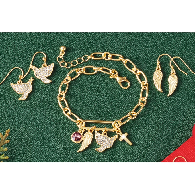 Charm Bracelet & 2-Pair Earring Set, , large