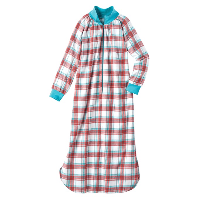 Flannel Zip-Front Lounger, , large