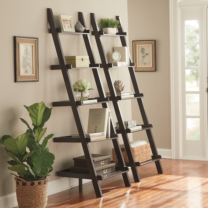 5-Tier Ladder Shelf, Espresso, large