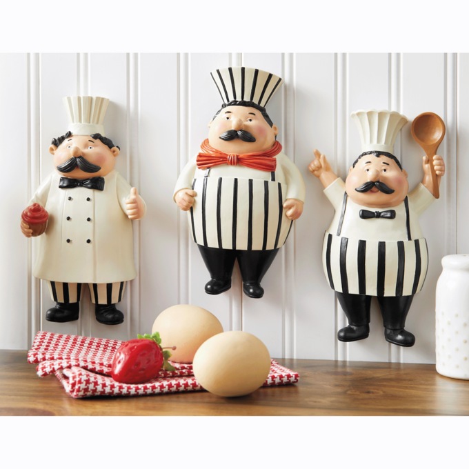 Set of 3 Resin Chefs Wall Art, , large