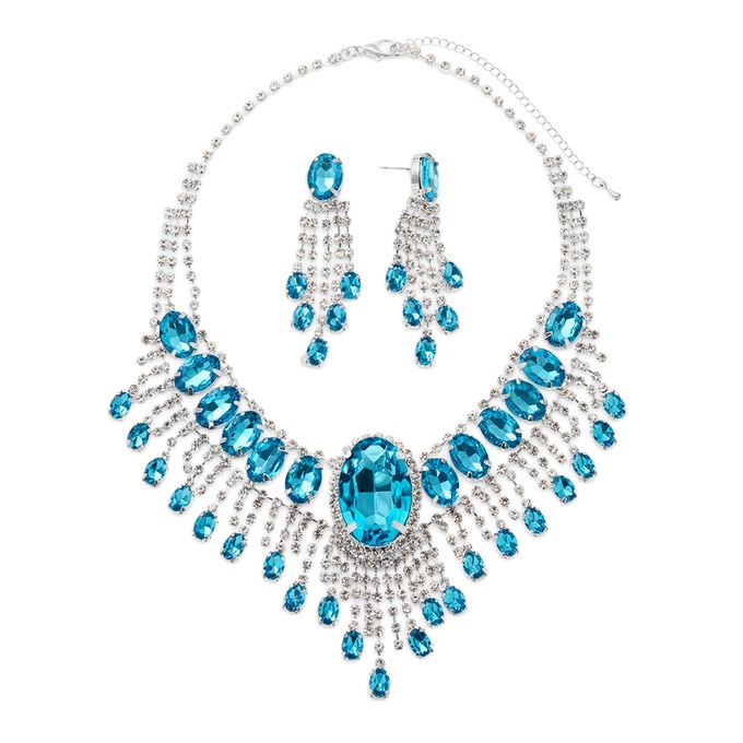 Crystal Necklace and Earring Set, , large