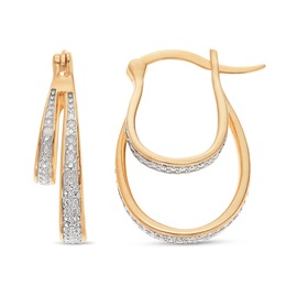 Diamond Double Hoops, , large