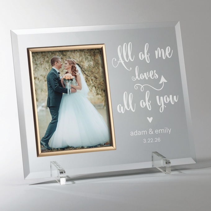 Personalized All of Me Loves You Picture Frame, Clear, large