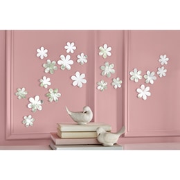 20-Piece Mirrored Flower Decals, , large