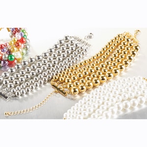 Multi-Strand Bead Bracelet, Goldtone, large
