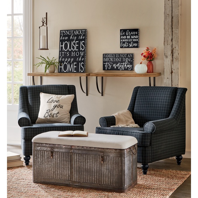Galvanized Metal Storage Trunk Bench, , large
