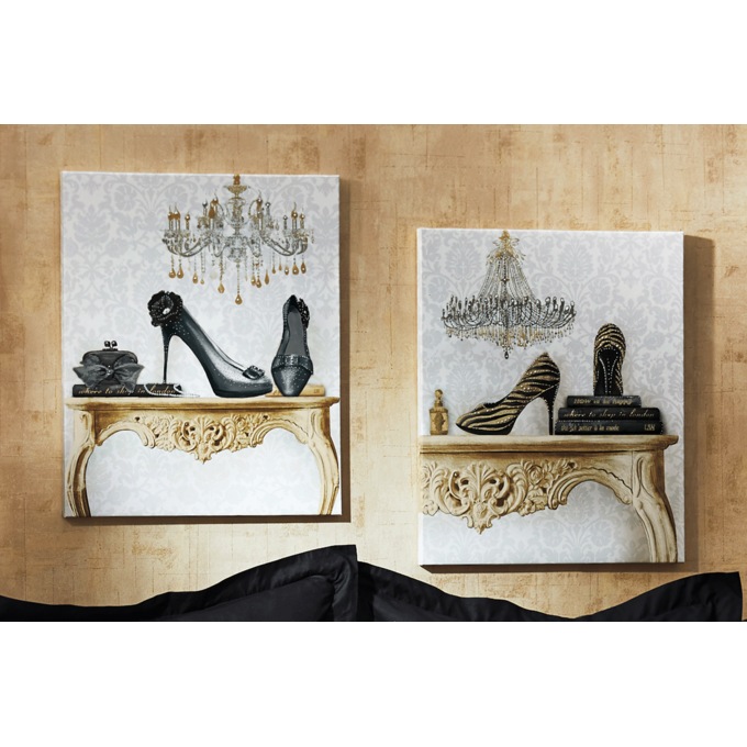 Set of 2 High Heel Fashion Wall Art, Multi, large