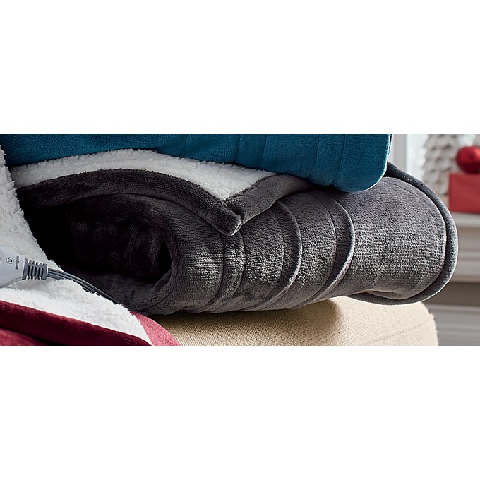 Westinghouse Reversible Fleece to Sherpa Heated Throw, Plush, , large