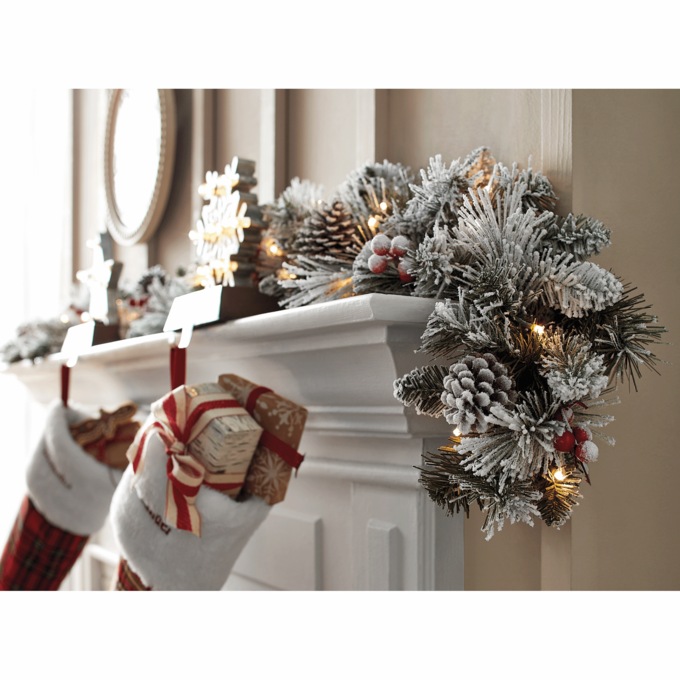 Prelit Frosted Berry Garland, , large