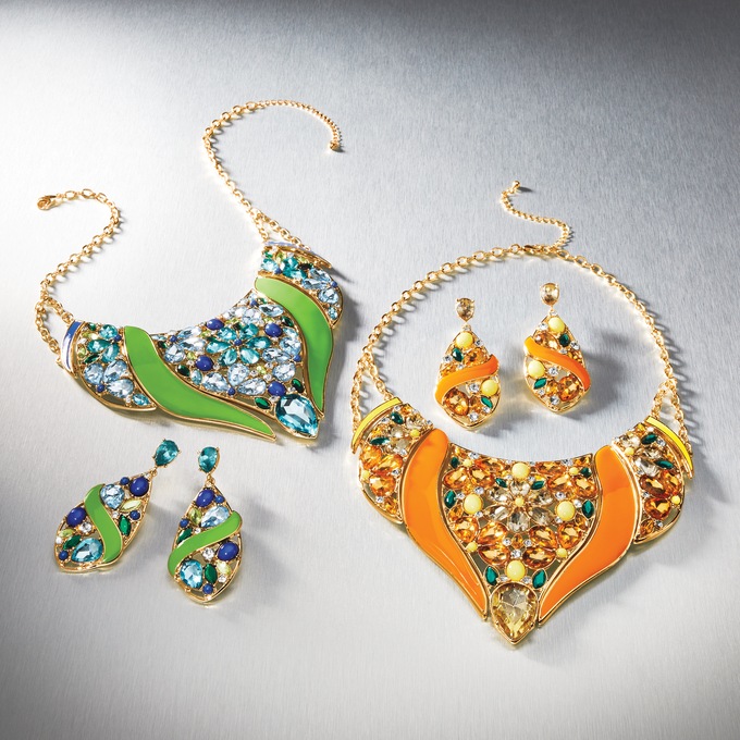 Crystal Floral Enamel Jewelry, , large