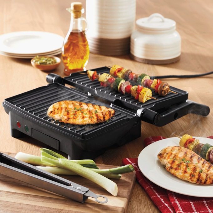 Elite Gourmet 2-in-1 Panini Press & Indoor Grill, Black Stainless Steel, large