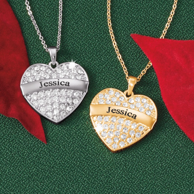Name Heart Crystal Pendant, , large