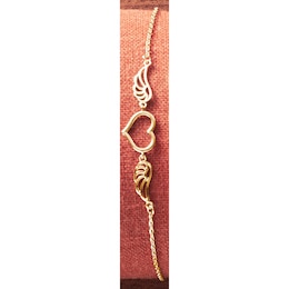 10K Gold Heart Wings Bracelet, , large