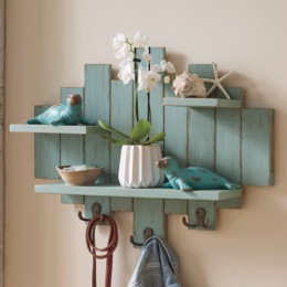Rustic Coastal Shelf with Hooks, , large