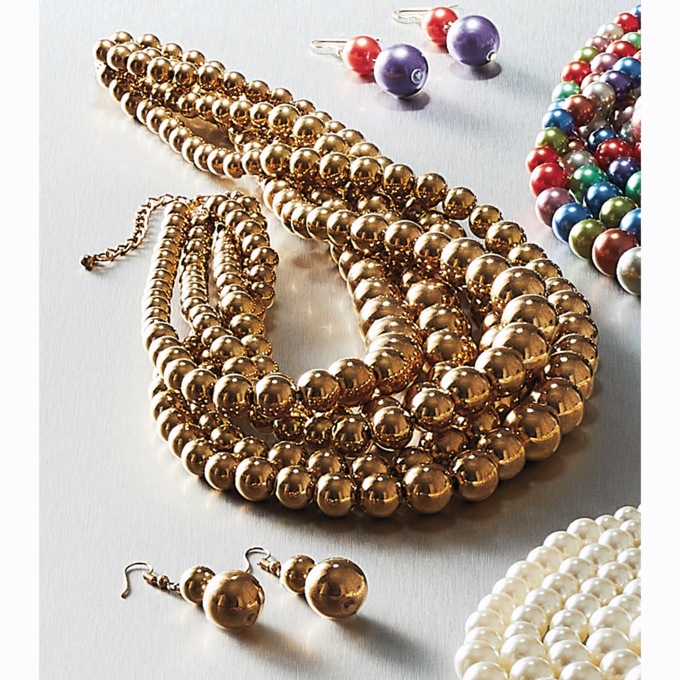 Multi-Strand Bead Necklace and Earring Set, , large
