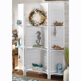 Shutter Room Screen With Shelves, , large