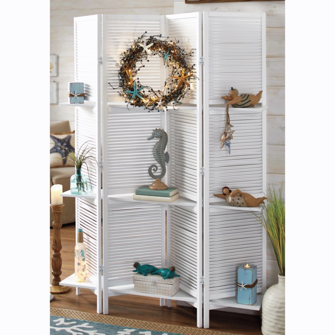 Shutter Room Screen With Shelves, , large