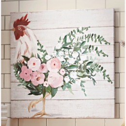 Floral Rooster Canvas, , large