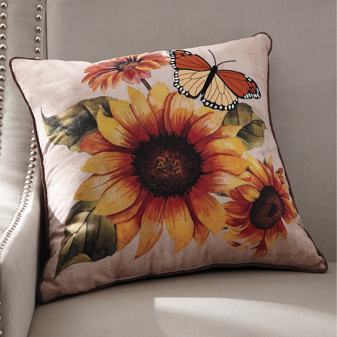 Butterfly Sunflower Accent Pillow, , large
