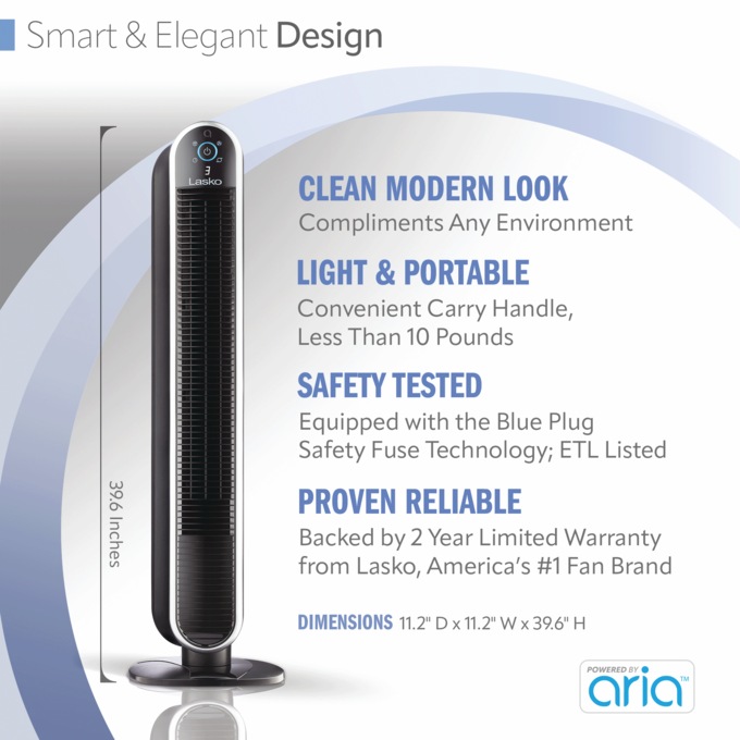 Lasko 40-Inch Smart Tower Fan with Aria App, , large
