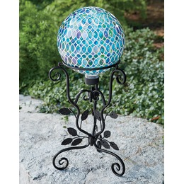 Metallic Gazing Ball with Stand, , large