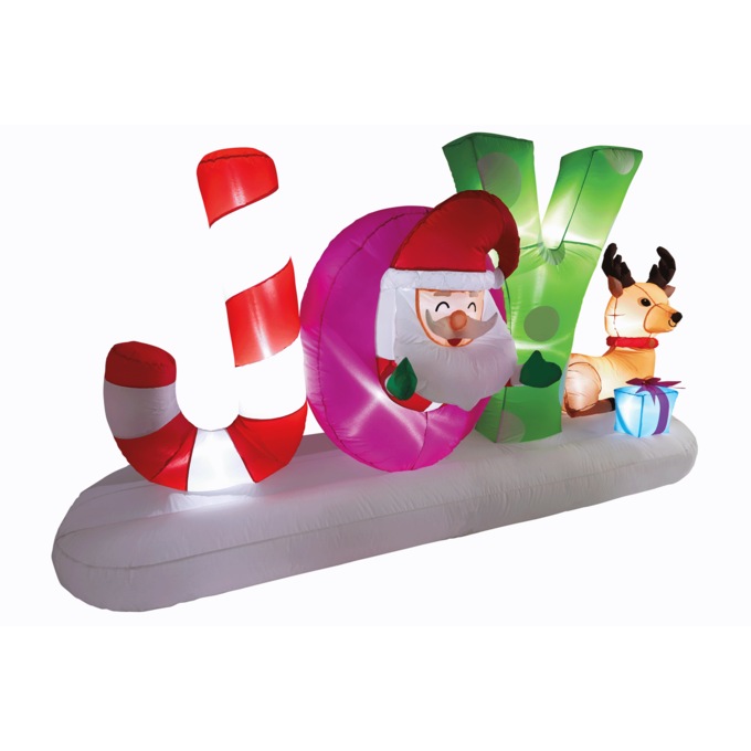 Joyful Santa Lit Inflatable, Multi, large