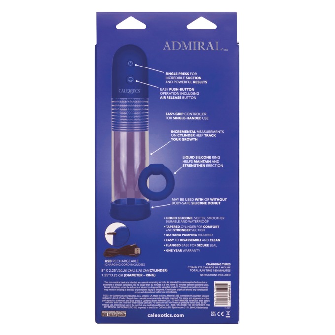 Admiral Rechargeable Rock Hard Pump Kit, , large