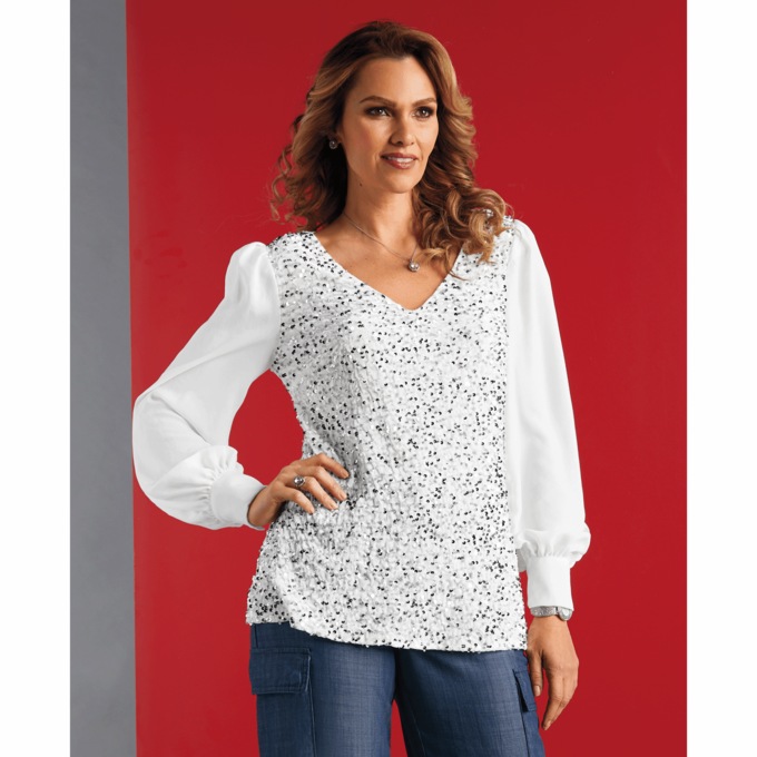 Ali That Glitters Knit Top, Ivory, large